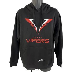 Mens XFL Football League Las Vegas Vipers Hoodie‎ Sweatshirt Sz L Black